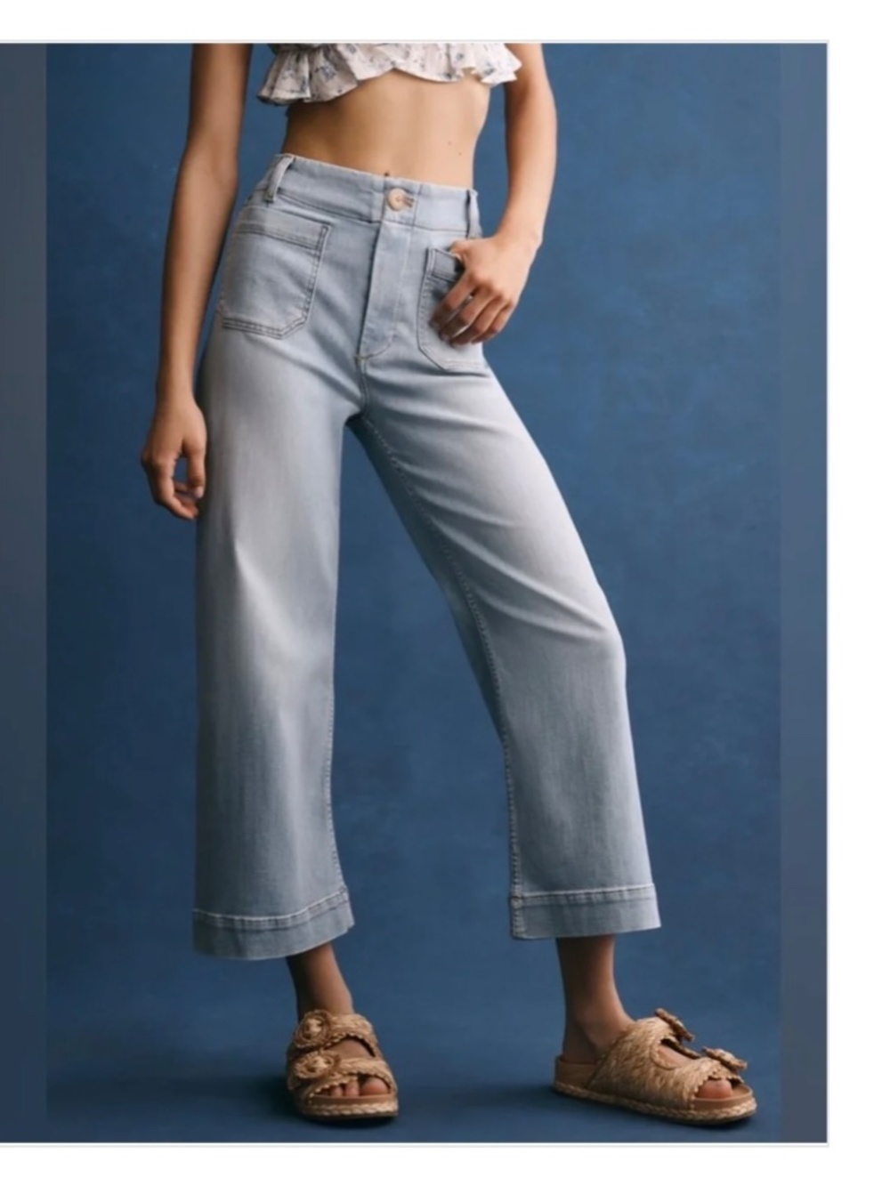Maeve by Anthropologie – The Colette Crop High-Rise Wide-Leg Jeans Light Blue